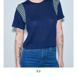 Fashion Brand Company Navy and Striped Tee